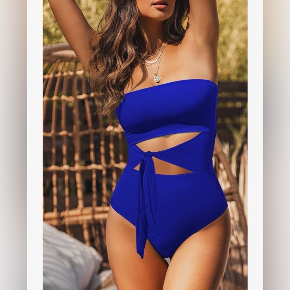 NEW Viottiset 1 Pc Swimsuit Bathing Suit Bandeau Strapless L